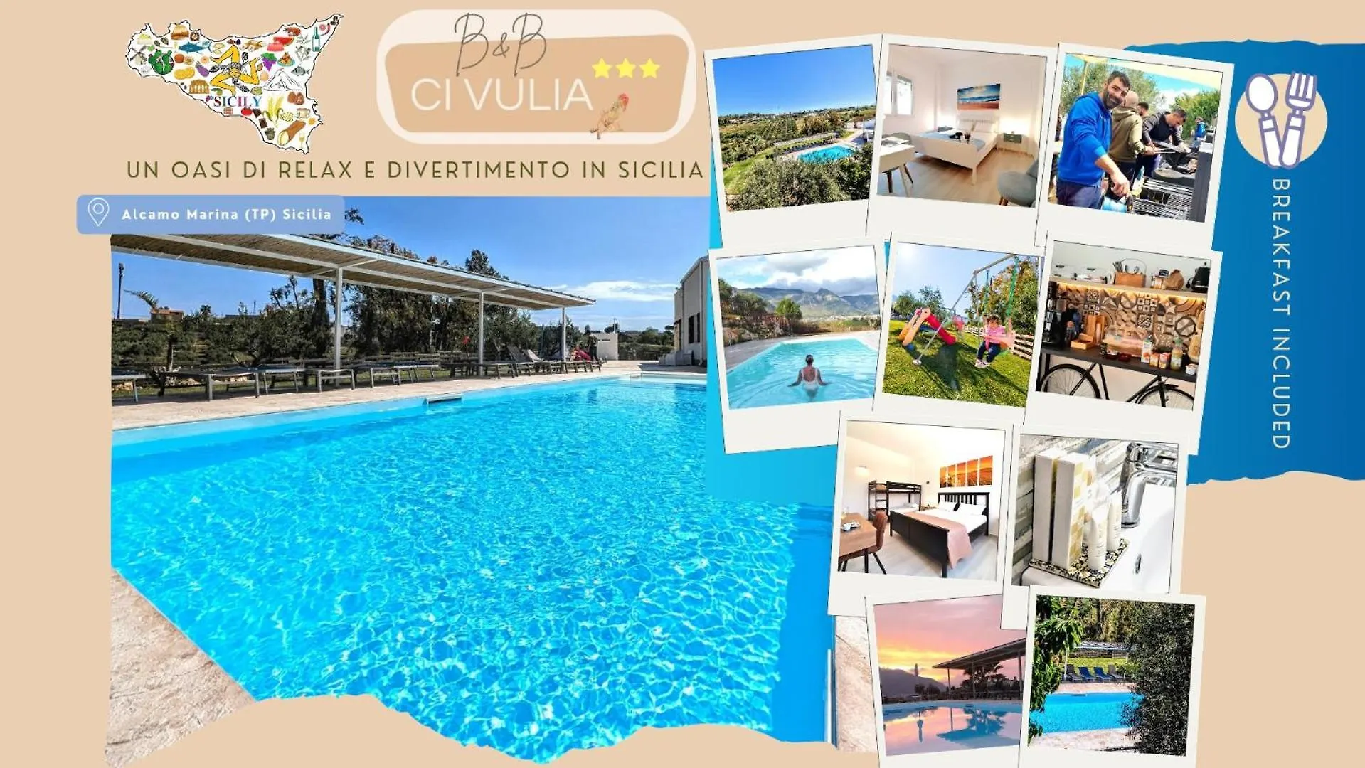 Bed & Breakfast Ci Vulia B&B - Sicilia Sea, Pool, Bbq, Tv, Wi-Fi Alcamo Marina